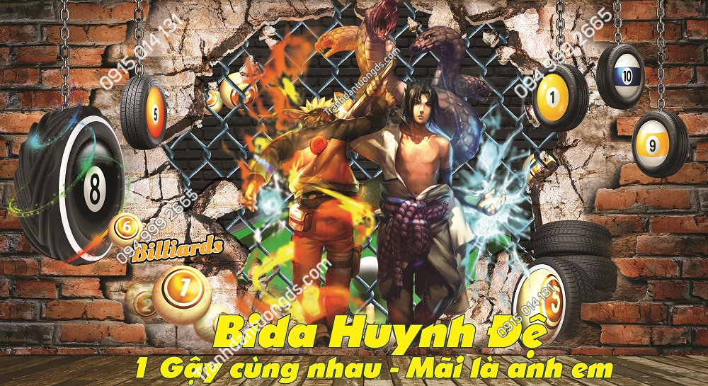 Tranh dán tường quán bida Naruto và Sasuke