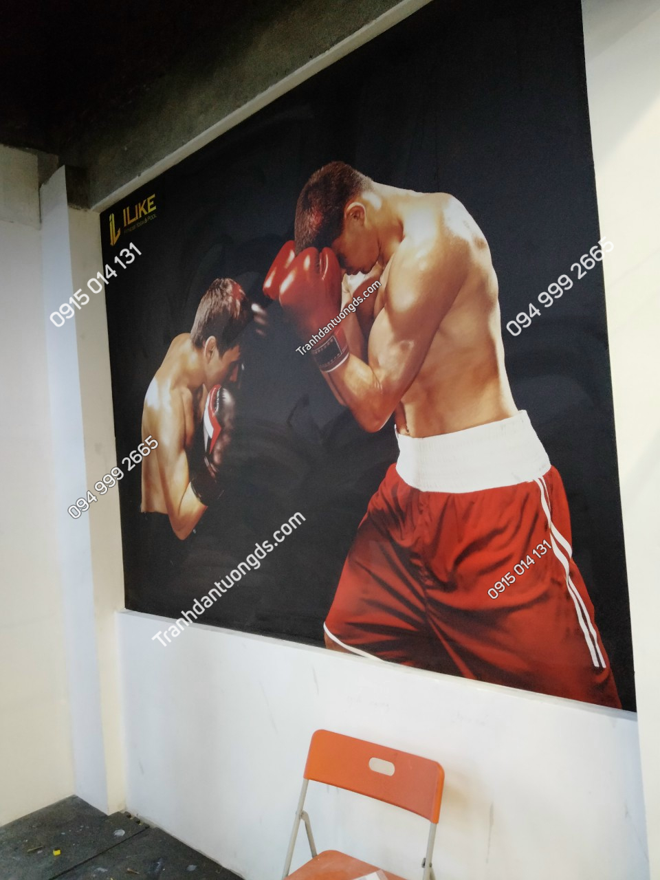 Tranh dán tường thực tế phòng boxing
