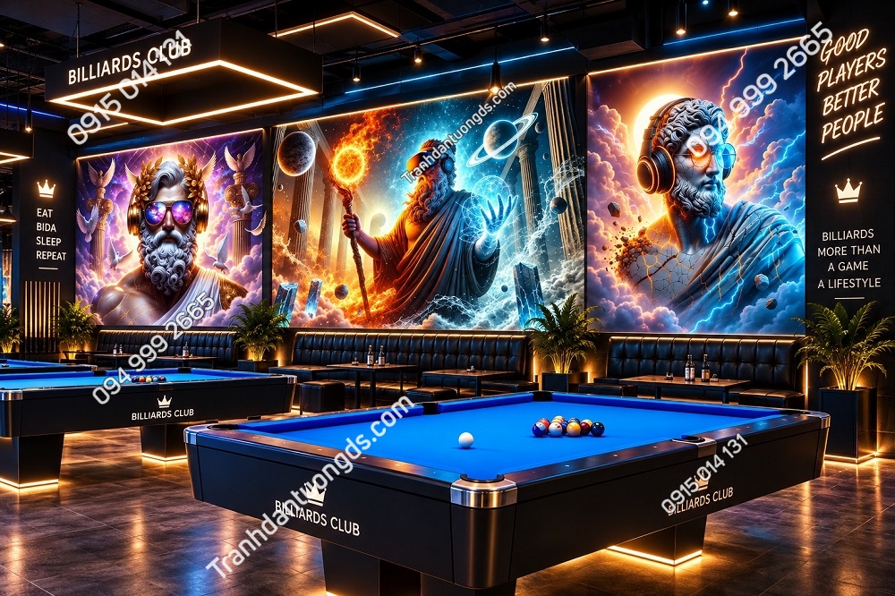 Tranh Dán Tường Bida Thần Zeus Vũ Trụ Năng Lượng Neon 3D Huyền Bí BIDA119202618