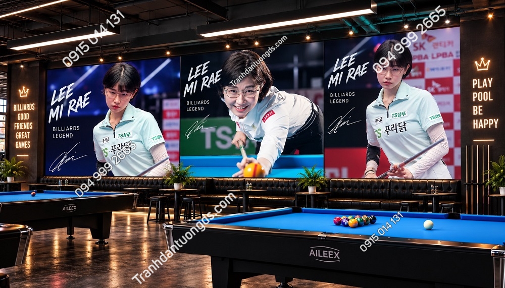 Tranh Dán Tường Quán Bida Cơ Thủ Lee Mi Rae BIDA18920264