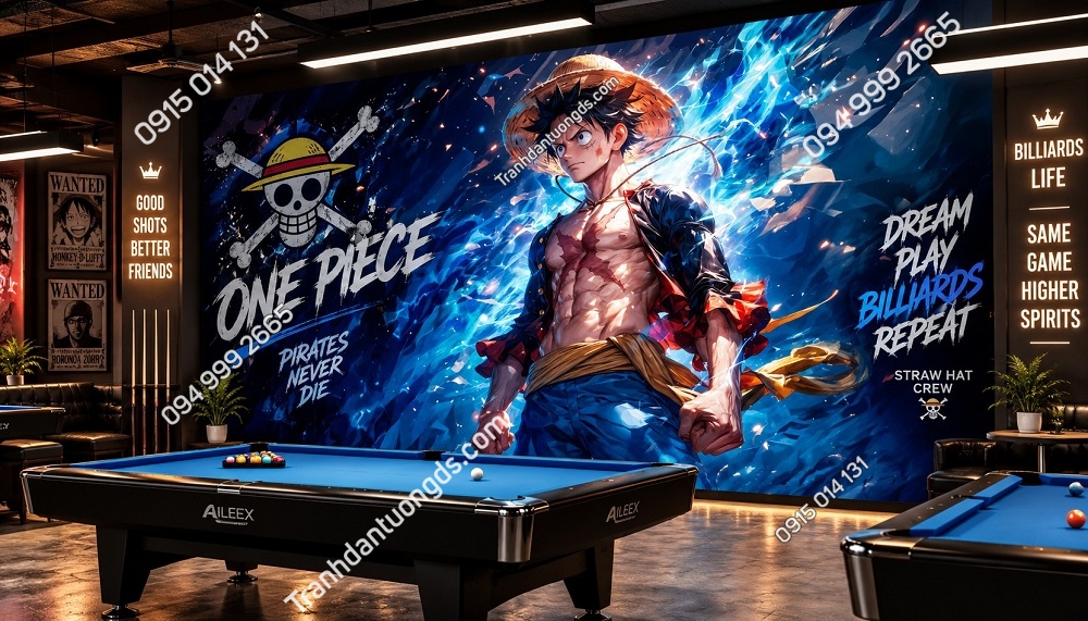 Tranh Dán Tường Quán Bida One Piece Luffy AC1369365