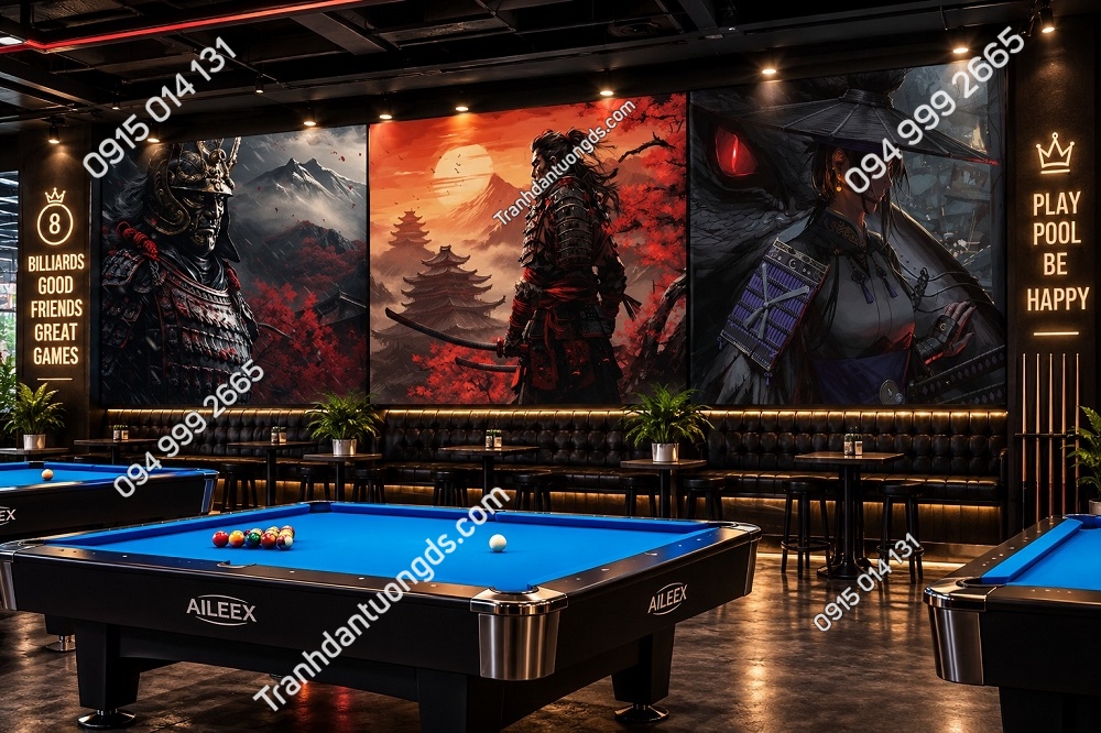 Tranh Dán Tường Quán Bida Phong Cách Samurai Nhật Bản BIDA18920264