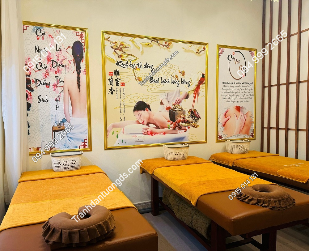 Tranh lụa dán tường spa đẹp