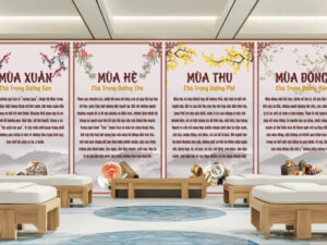 Tranh lụa dán tường quán spa đông y dưỡng sinh 18091