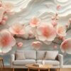Tranh dán tường hoa đào phòng khách 3507
