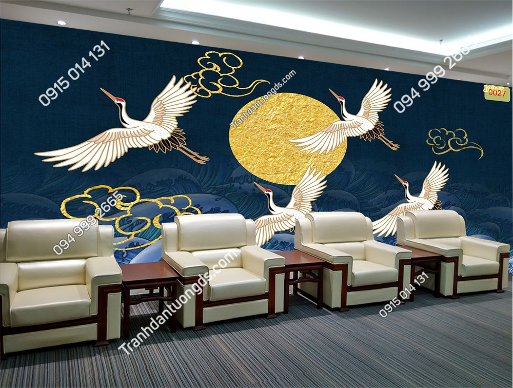 Tranh dán tường tùng hạc 0027