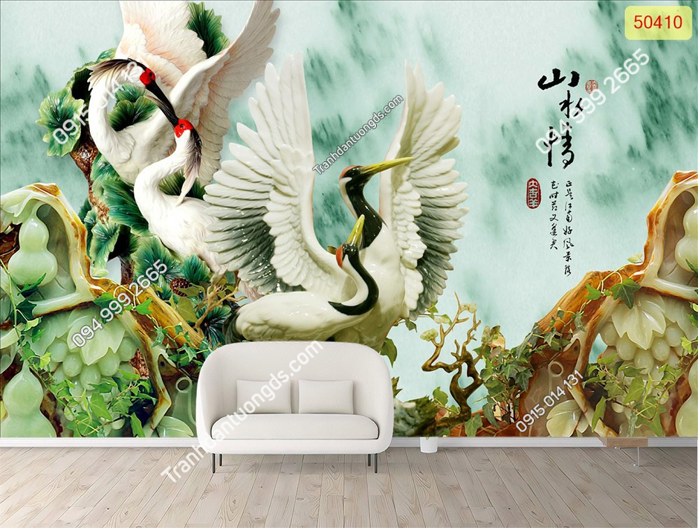 Tranh dán tường tùng hạc 50410