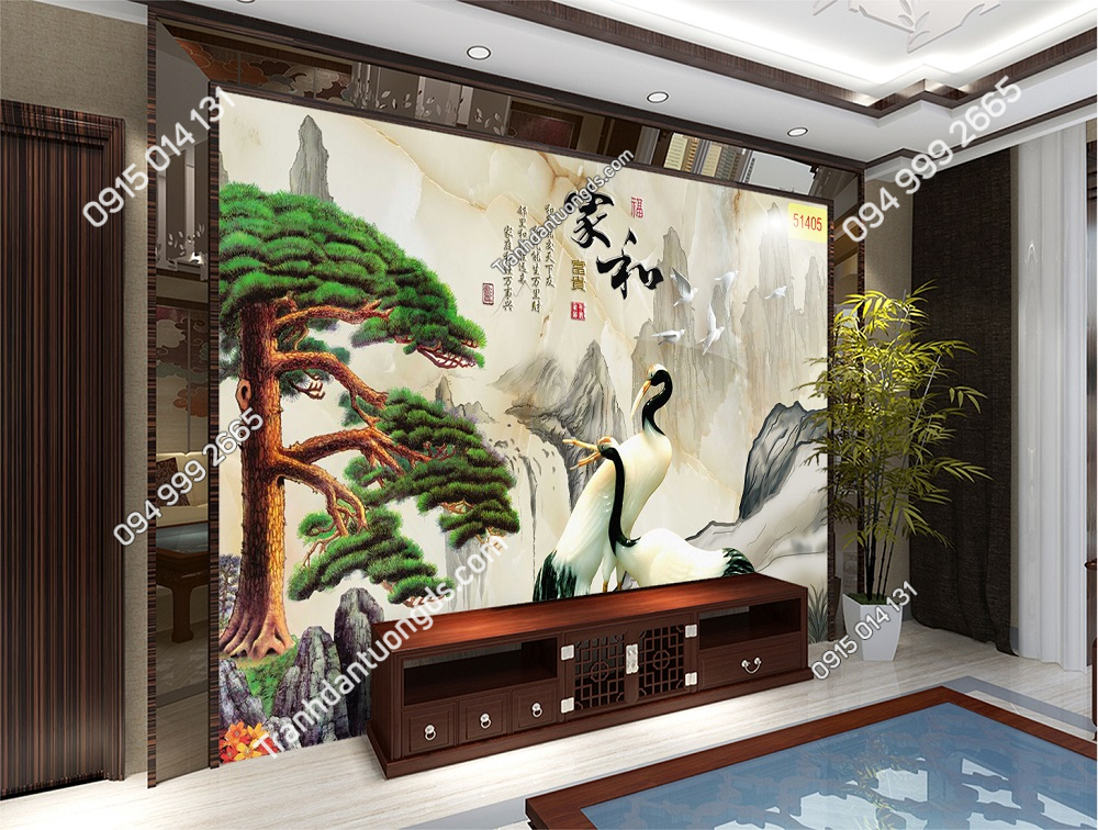 Tranh dán tường tùng hạc 51405
