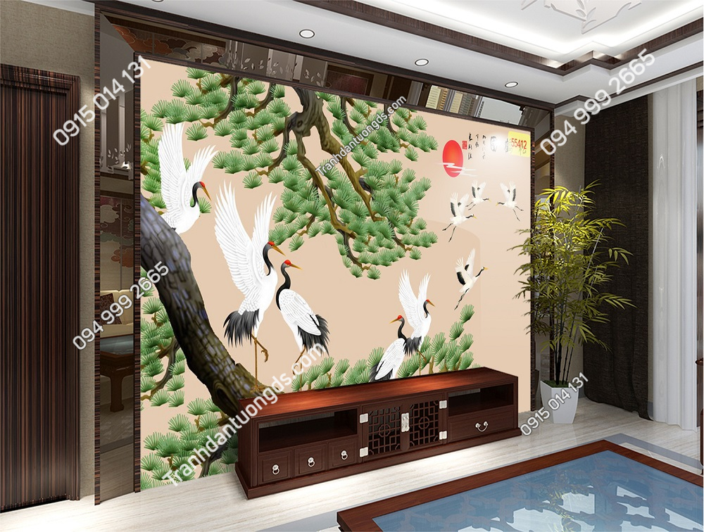 Tranh dán tường tùng hạc 55412