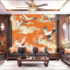 Tranh 3D chim hạc phong cách indochine phòng khách
