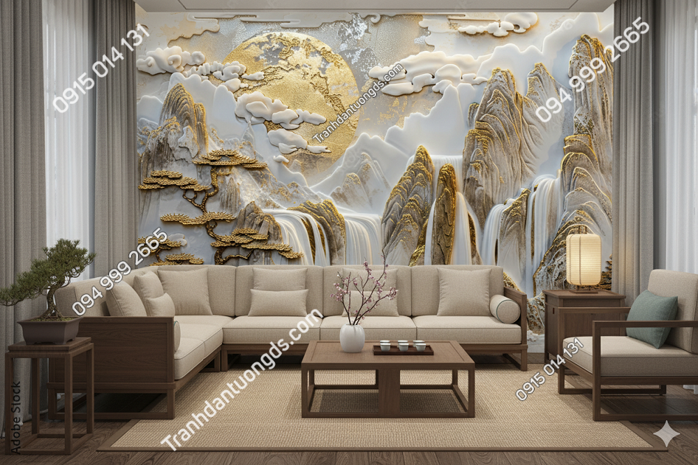 Tranh dán tường giả đá phòng khách hiện đại 868307155
