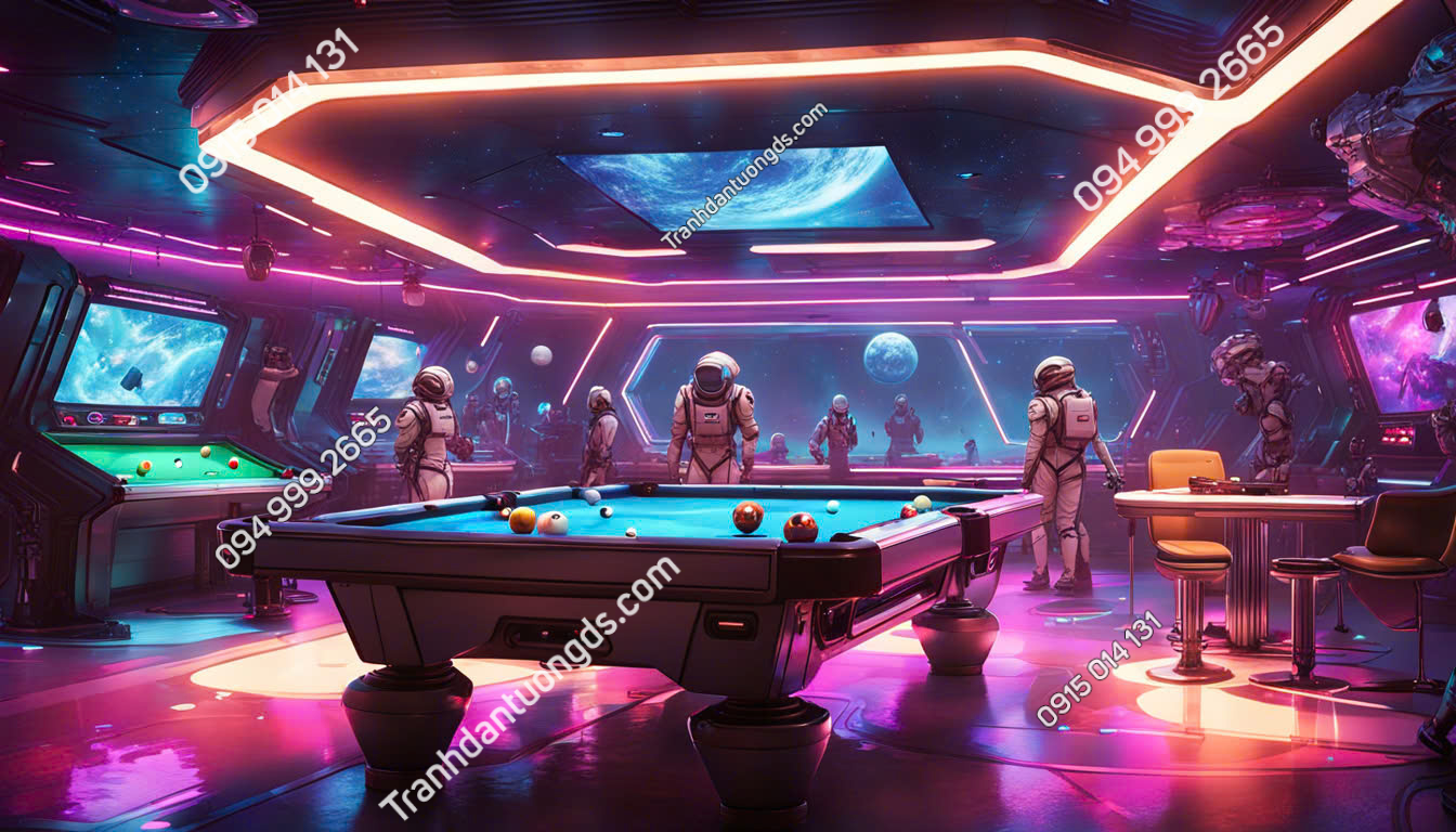 Tranh 3D dán tường quán billiards 2026 (1)