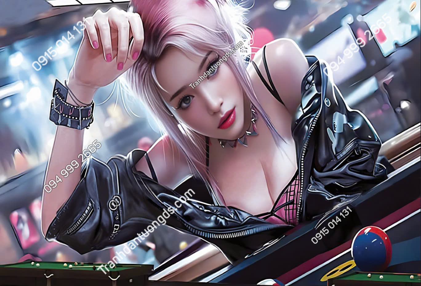 Tranh 3D dán tường quán billiards 2026 (2)