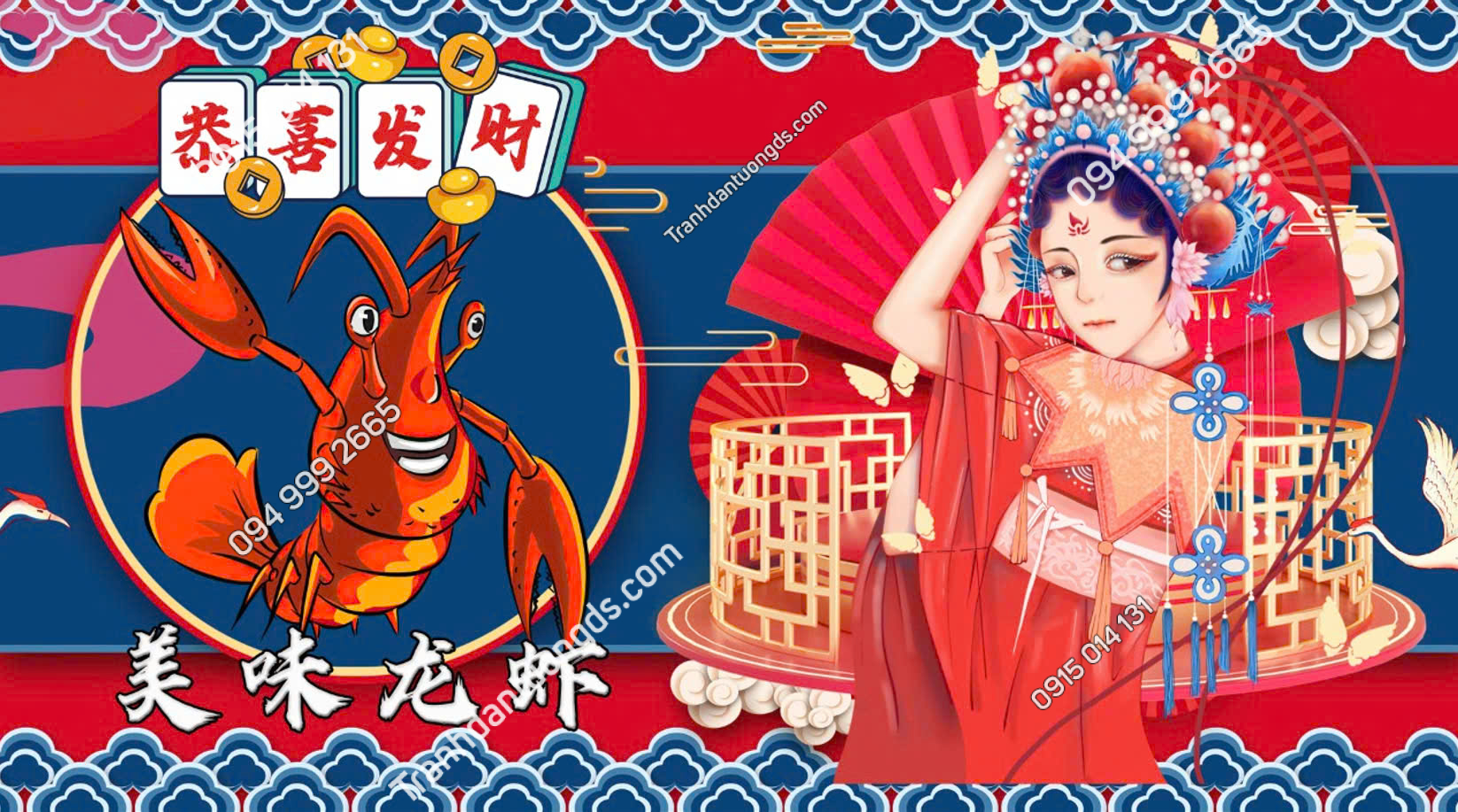 Tranh dán tường 3D quán nhậu bia lẩu hải sản 2026