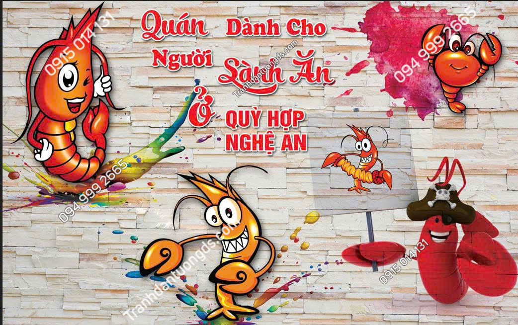 Tranh dán tường quán bia lẩu hải sản 2026 độc đáo