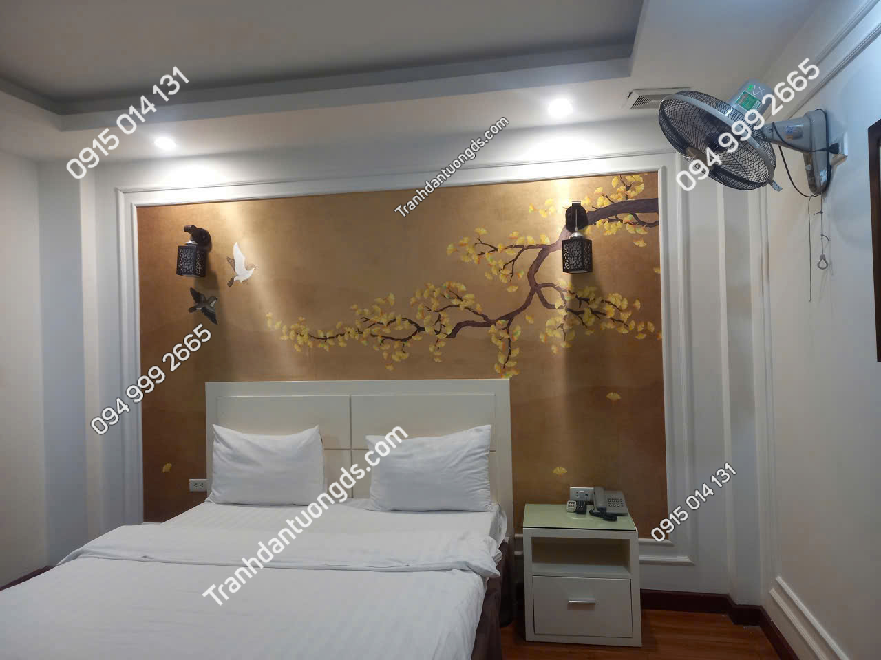 Thi công tranh dán tường indochine khách sạn 2026 đẹp