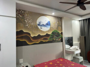 Thi công tranh lụa dán tường khách sạn 2026