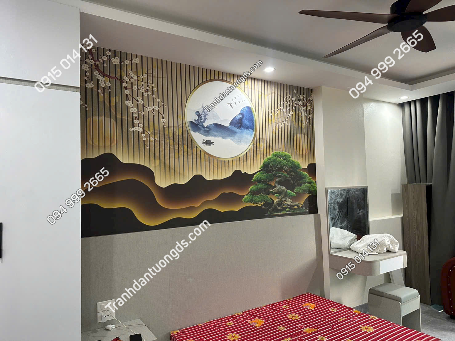 Thi công tranh lụa dán tường khách sạn 2026