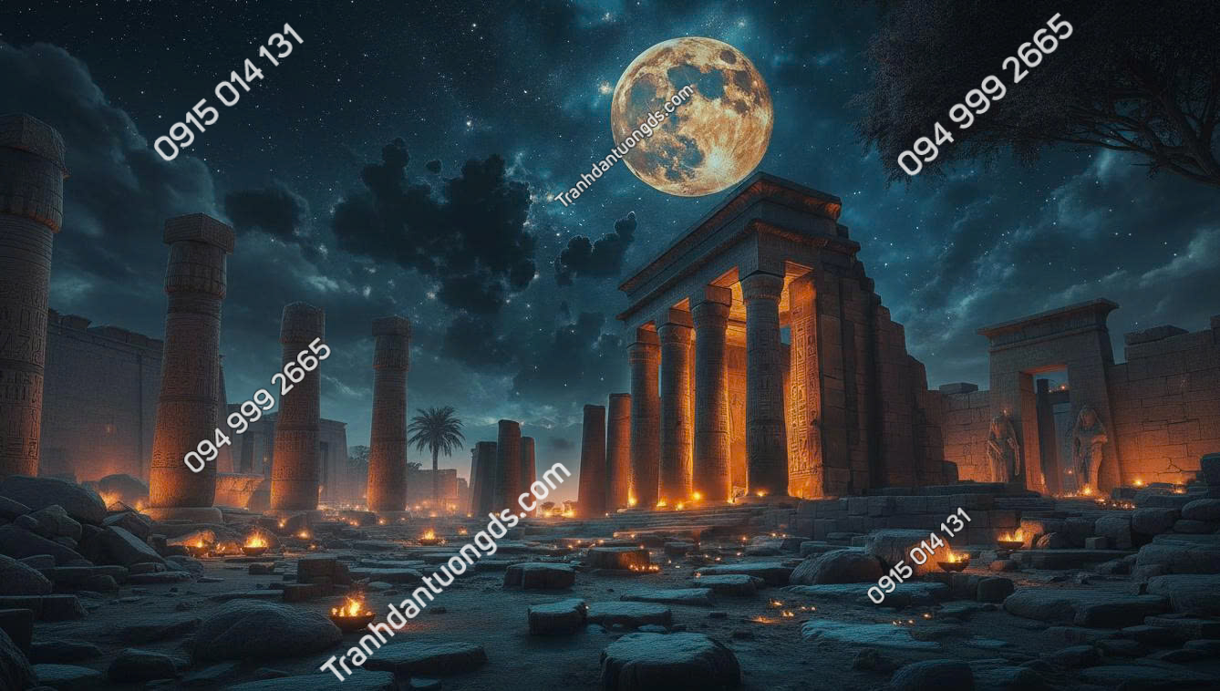 Tranh dán tường quán bi-a 3D Ai Cập 2026 mẫu 10