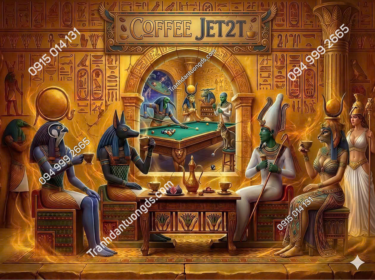 Tranh dán tường quán bi-a 3D Ai Cập 2026 mẫu 11