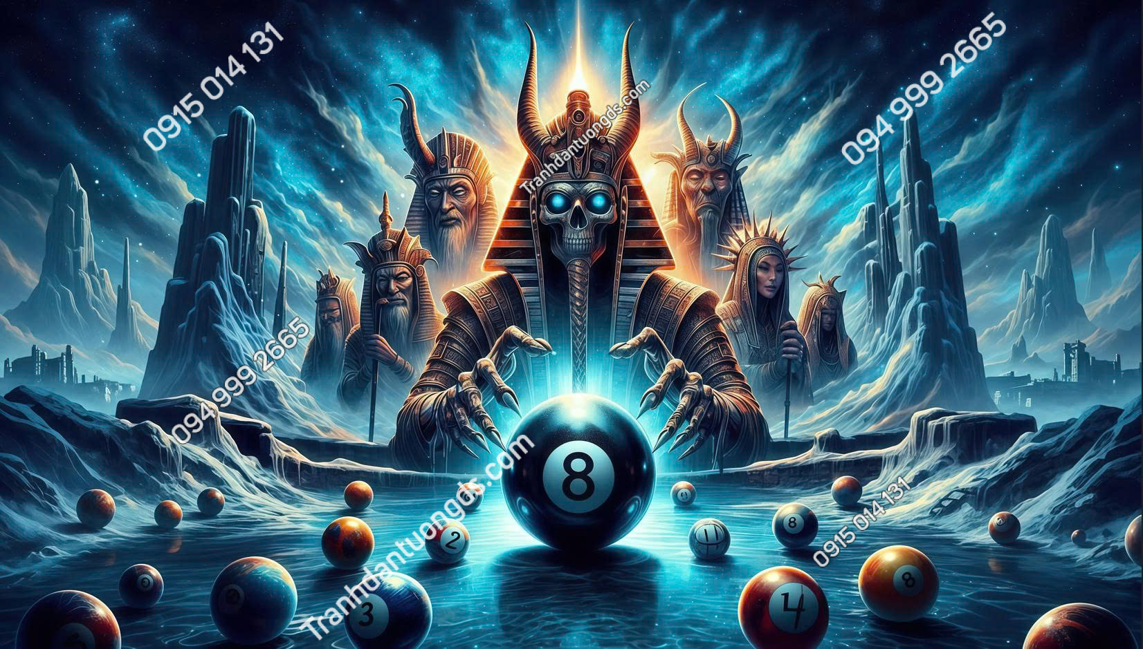 Tranh dán tường quán bi-a 3D Ai Cập 2026 mẫu 13