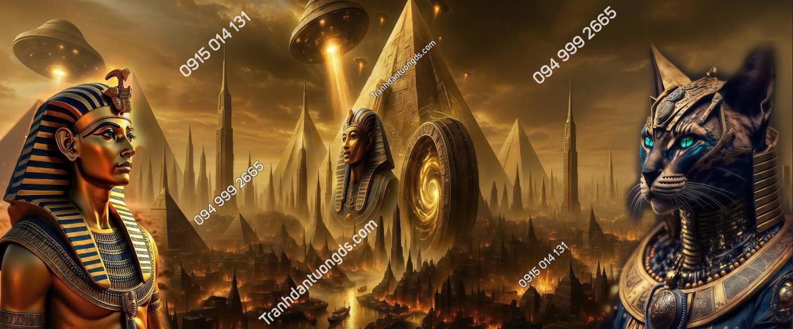 Tranh dán tường quán bi-a 3D Ai Cập 2026 mẫu 14