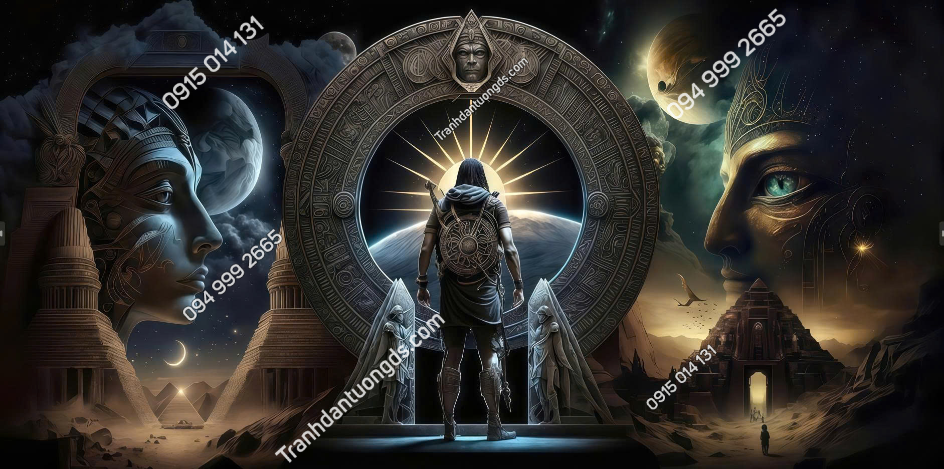 Tranh dán tường quán bi-a 3D Ai Cập 2026 mẫu 16