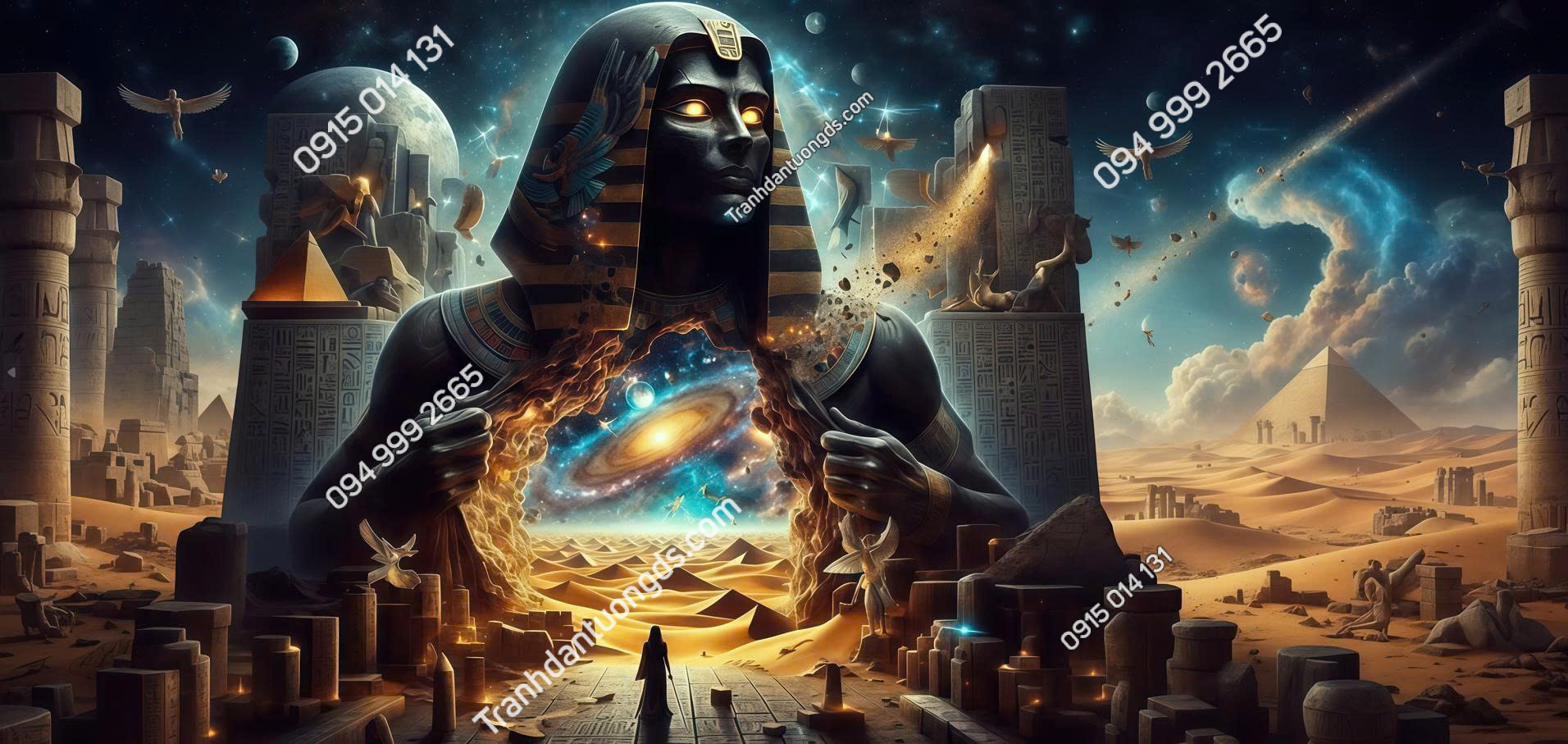 Tranh dán tường quán bi-a 3D Ai Cập 2026 mẫu 18