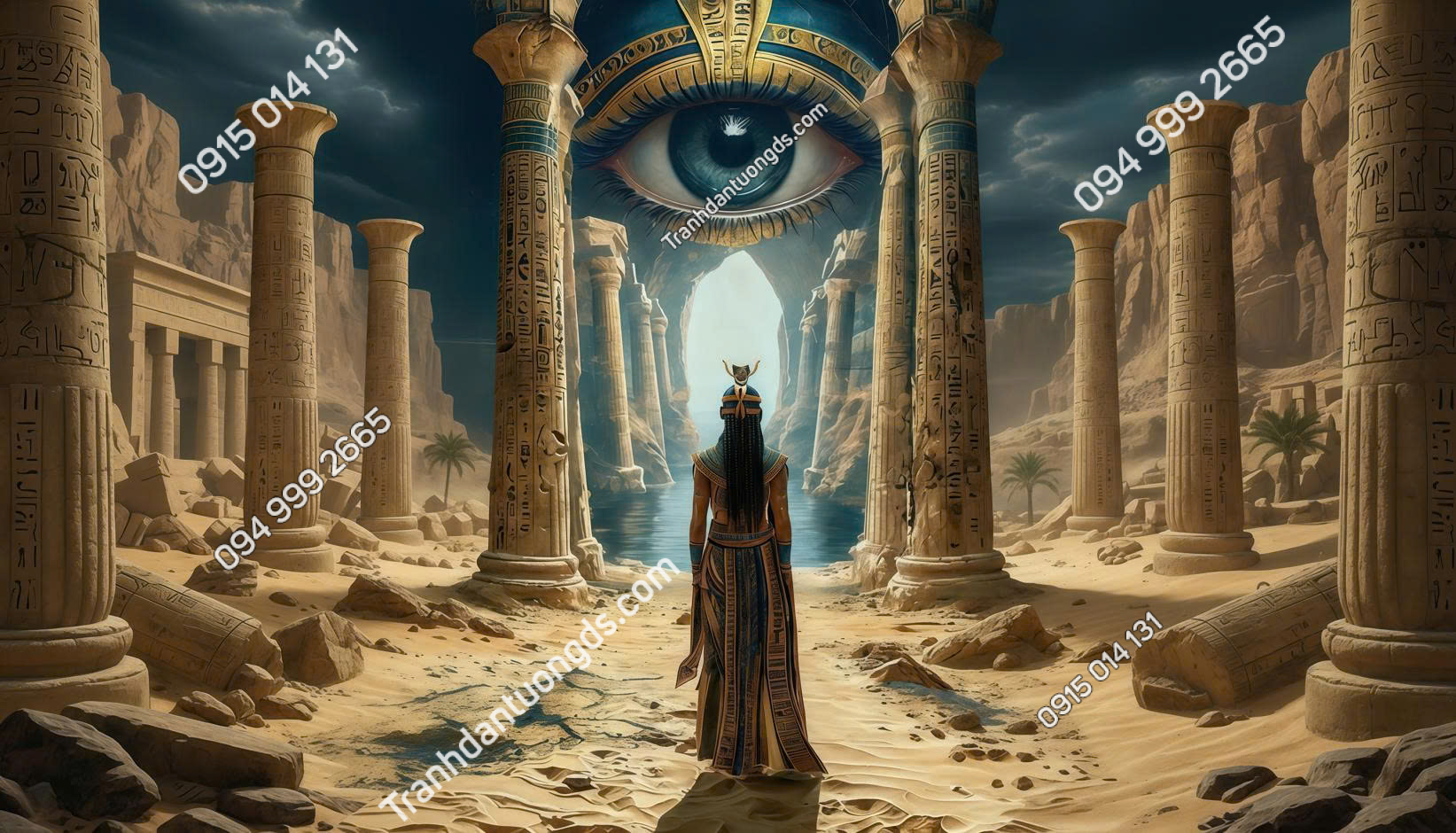 Tranh dán tường quán bi-a 3D Ai Cập 2026 mẫu 19