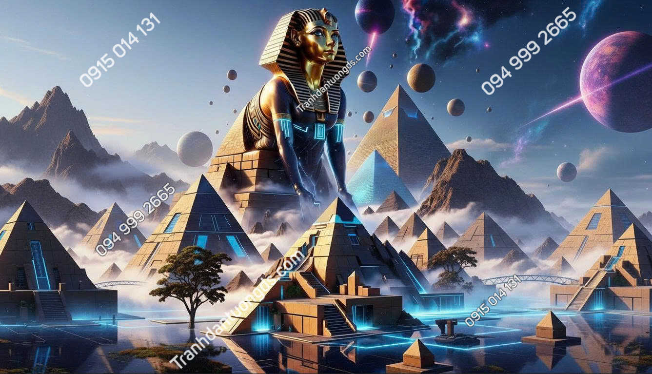 Tranh dán tường quán bi-a 3D Ai Cập 2026 mẫu 2