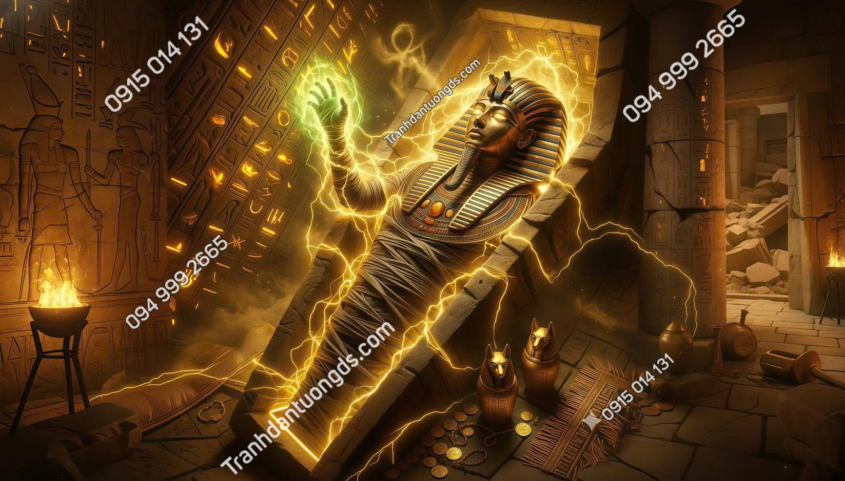 Tranh dán tường quán bi-a 3D Ai Cập 2026 mẫu 20