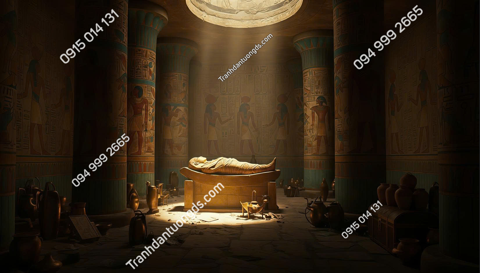 Tranh dán tường quán bi-a 3D Ai Cập 2026 mẫu 3