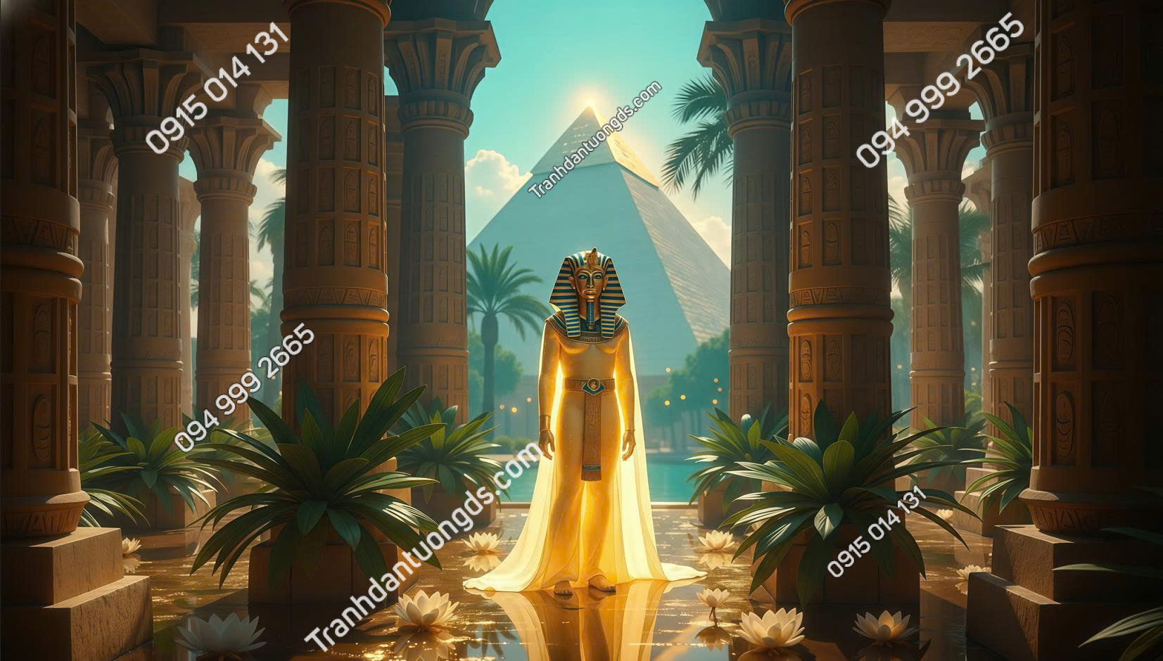 Tranh dán tường quán bi-a 3D Ai Cập 2026 mẫu 4