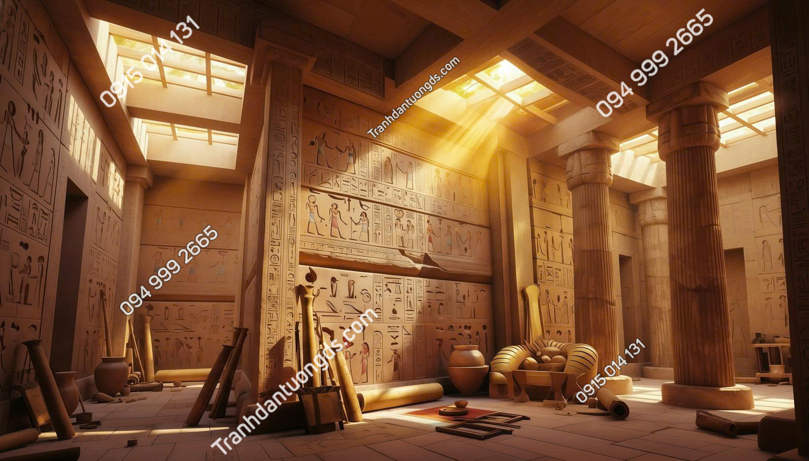 Tranh dán tường quán bi-a 3D Ai Cập 2026 mẫu 5