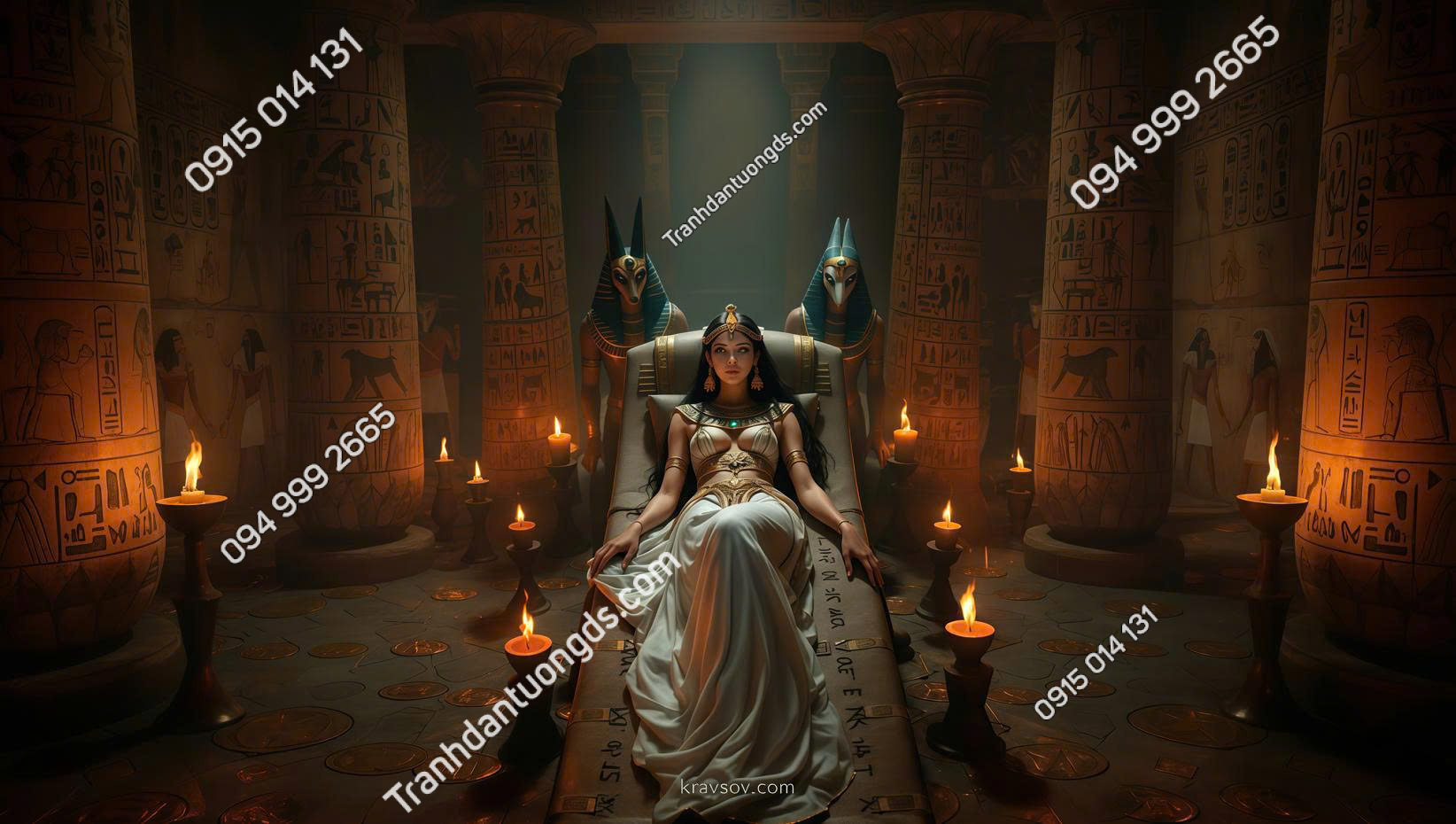 Tranh dán tường quán bi-a 3D Ai Cập 2026 mẫu 6