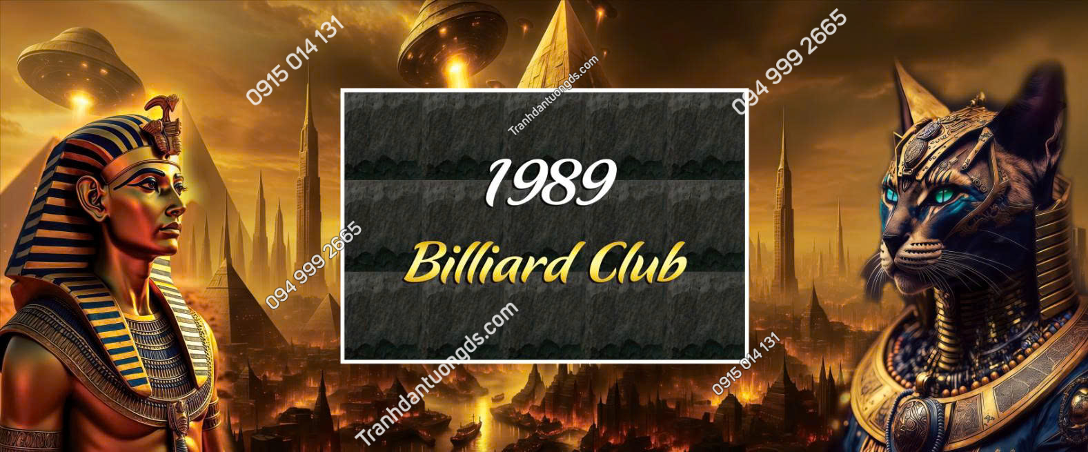 Tranh dán tường quán bi-a 3D Ai Cập 2026 mẫu 7