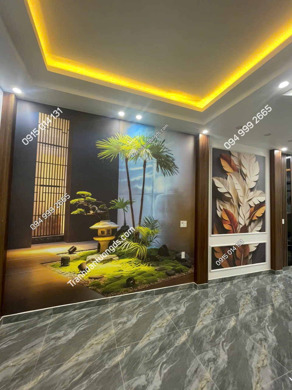Thi công tranh dán tường tiểu cảnh 2026