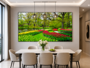 Tranh 3D dán tường phong cảnh hoa tuylip 3D phòng ăn