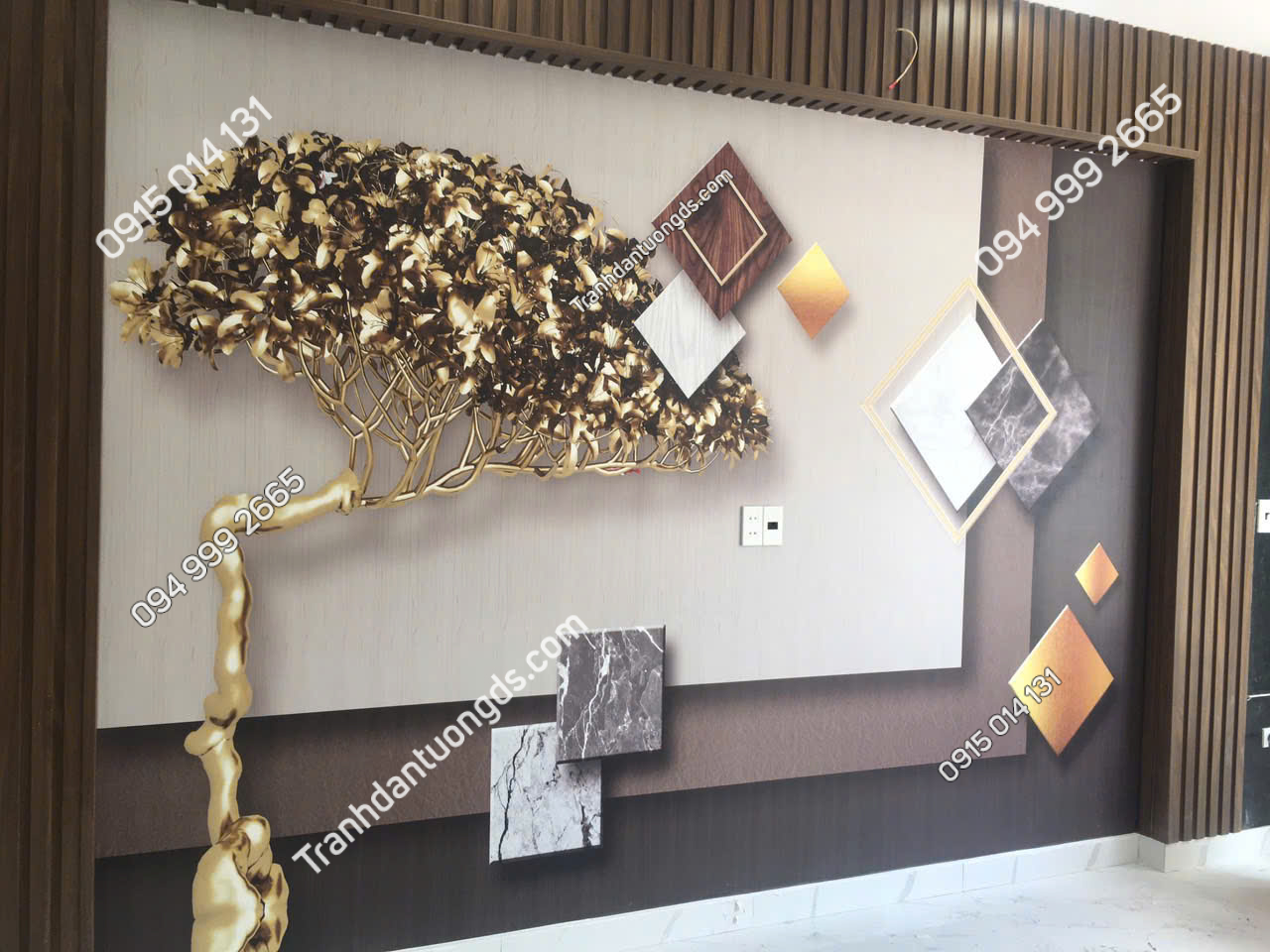 Tranh dán tường 3D hiện đại phòng khách