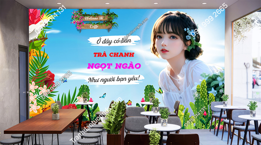 Tranh dán tường 3D trà tranh trà sữa 2026 (4)