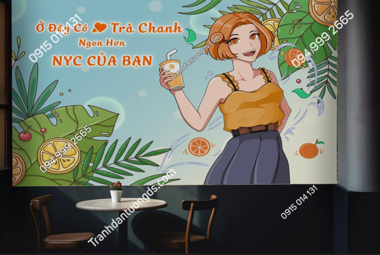 Tranh dán tường 3D trà tranh trà sữa 2026 (5)