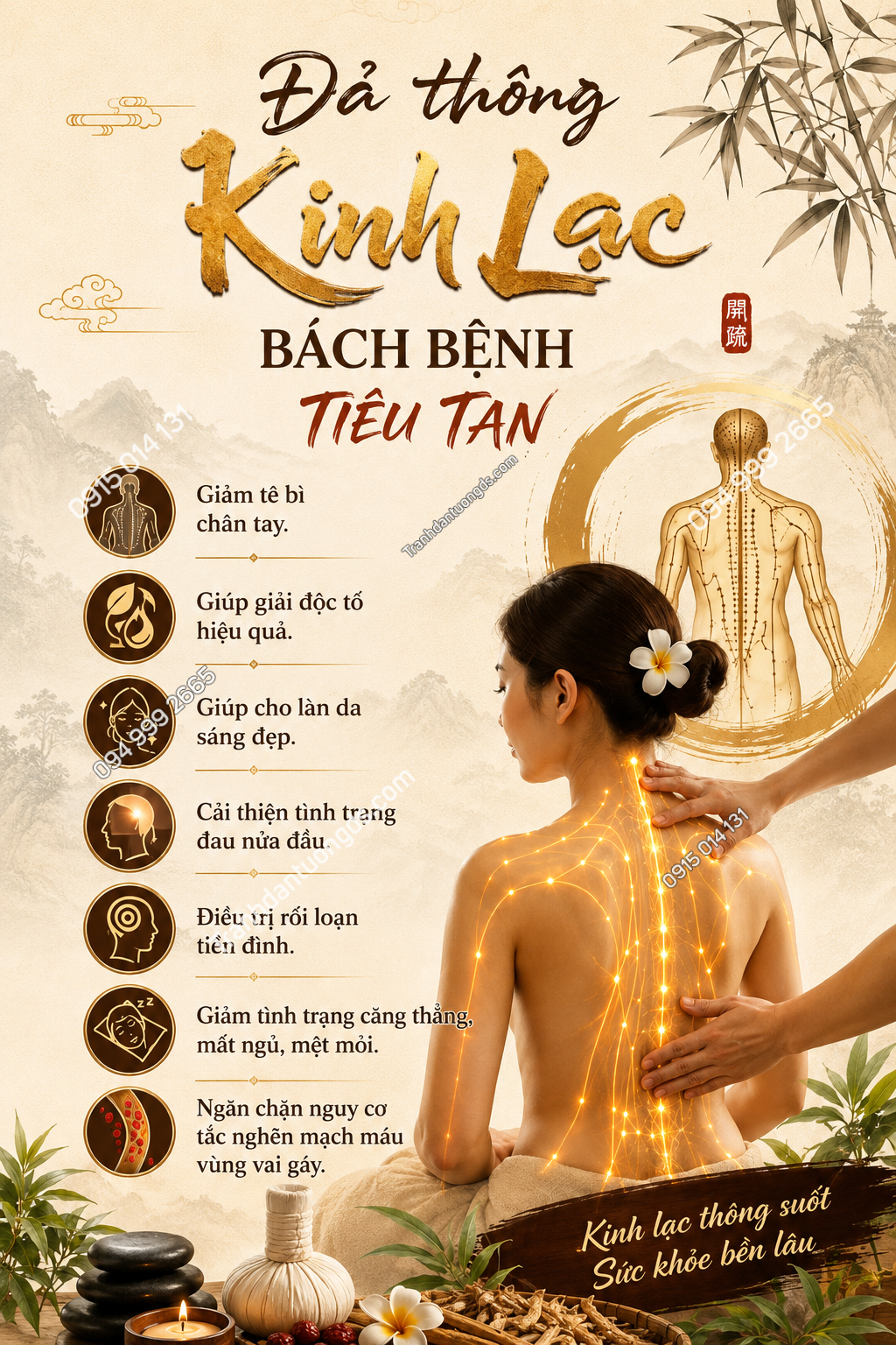 Tranh dán tường spa đả thông kinh lạc