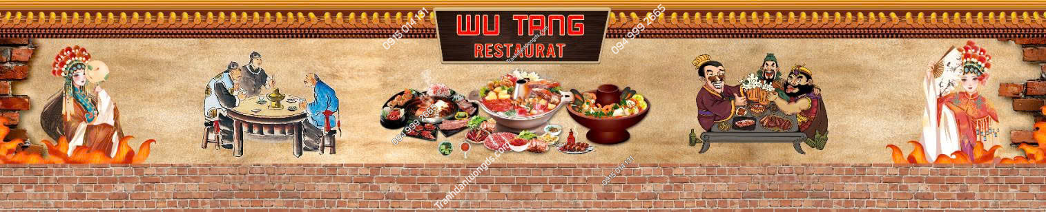 Tranh dán tường khổ dài quán lẩu nướng 2026 (2)