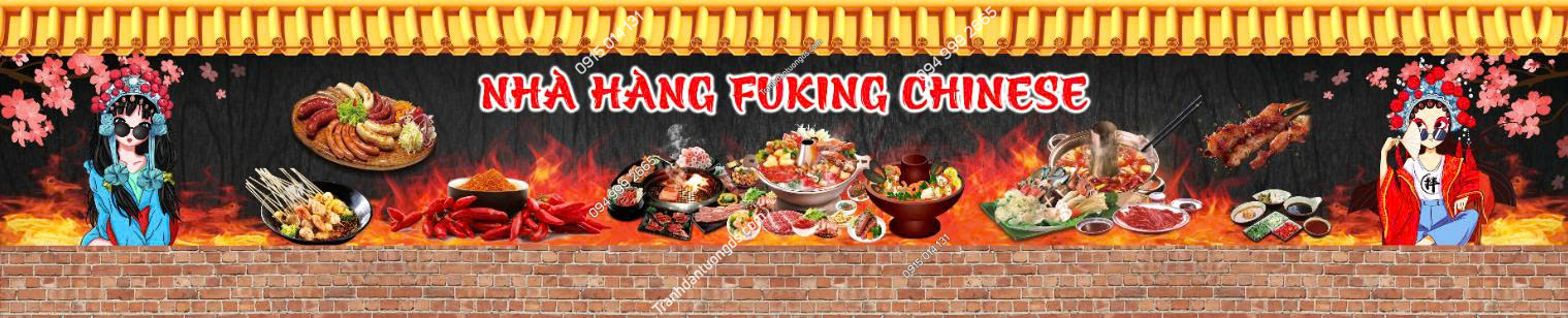Tranh dán tường khổ dài quán lẩu nướng 2026