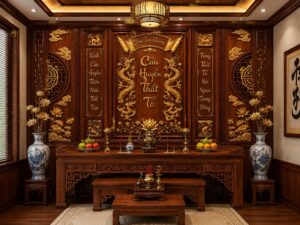 Tranh Dán Tường Phòng Thờ Cửu Huyền Thất Tổ Song Long Đức Lưu Quang PT28820264