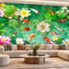 Tranh Cửu Ngư Hoa Sen Phòng Khách Đẹp Sang Trọng DS927453
