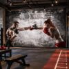 Tranh Dán Tường Phòng Gym Boxing Nam Nữ Tập Quyền Anh DS583214
