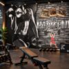 Tranh Dán Tường Phòng Gym Cô Gái Tập Tạ Phong Cách Đen Trắng DS741926