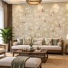 Tranh Dán Tường Phòng Khách Indochine Cành Trúc Chim Cảnh DS583742