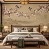 Tranh Dán Tường Phòng Ngủ Indochine Hoa Magnolia Chim Phong Cảnh Sơn Thủy DS916428